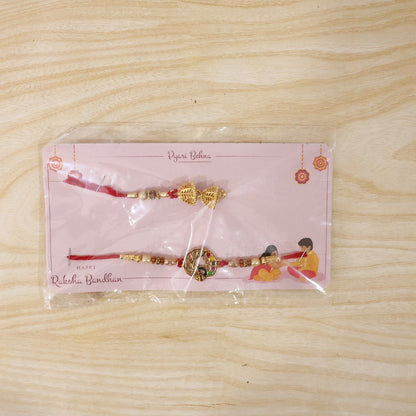 Traditional Peacock Motif Bhabhi Rakhi close view