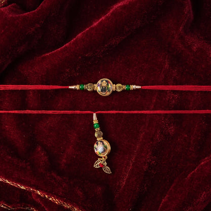 Detailed view of bead design on Bhabhi Rakhi