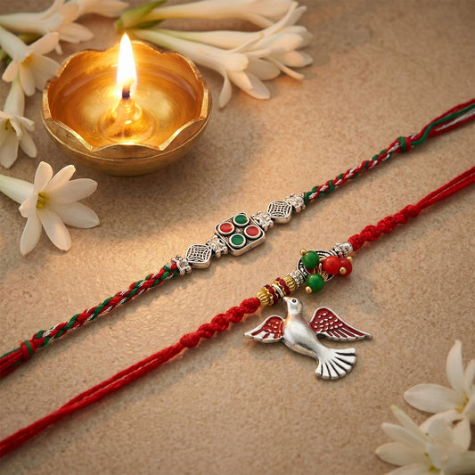 Packaged Bead Bhabhi Rakhi with Festive Card
