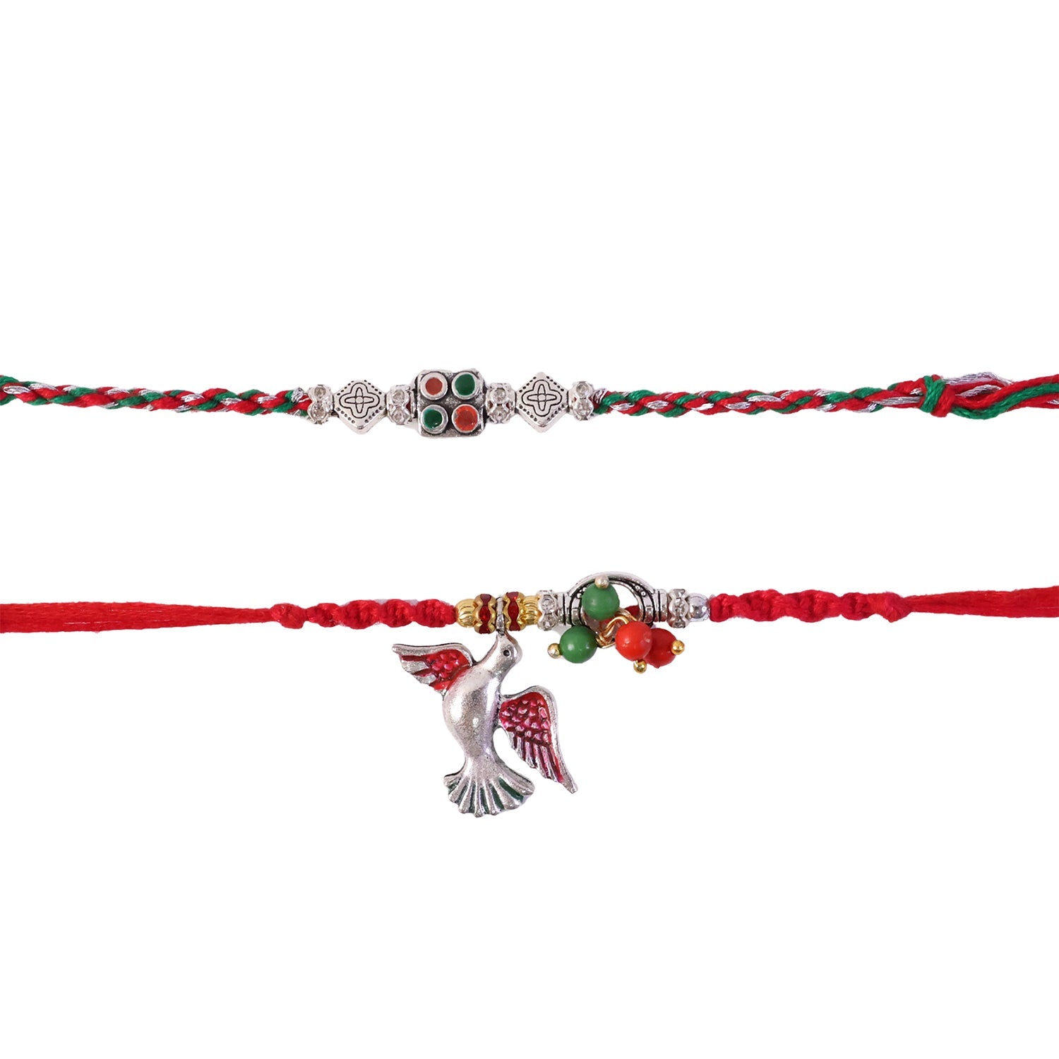 Side angle of the Packaged Floral Bhabhi Rakhi