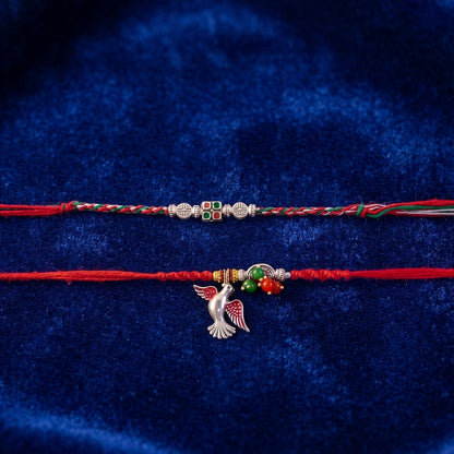 Packaged Floral Bhabhi Rakhi with Red Thread front view
