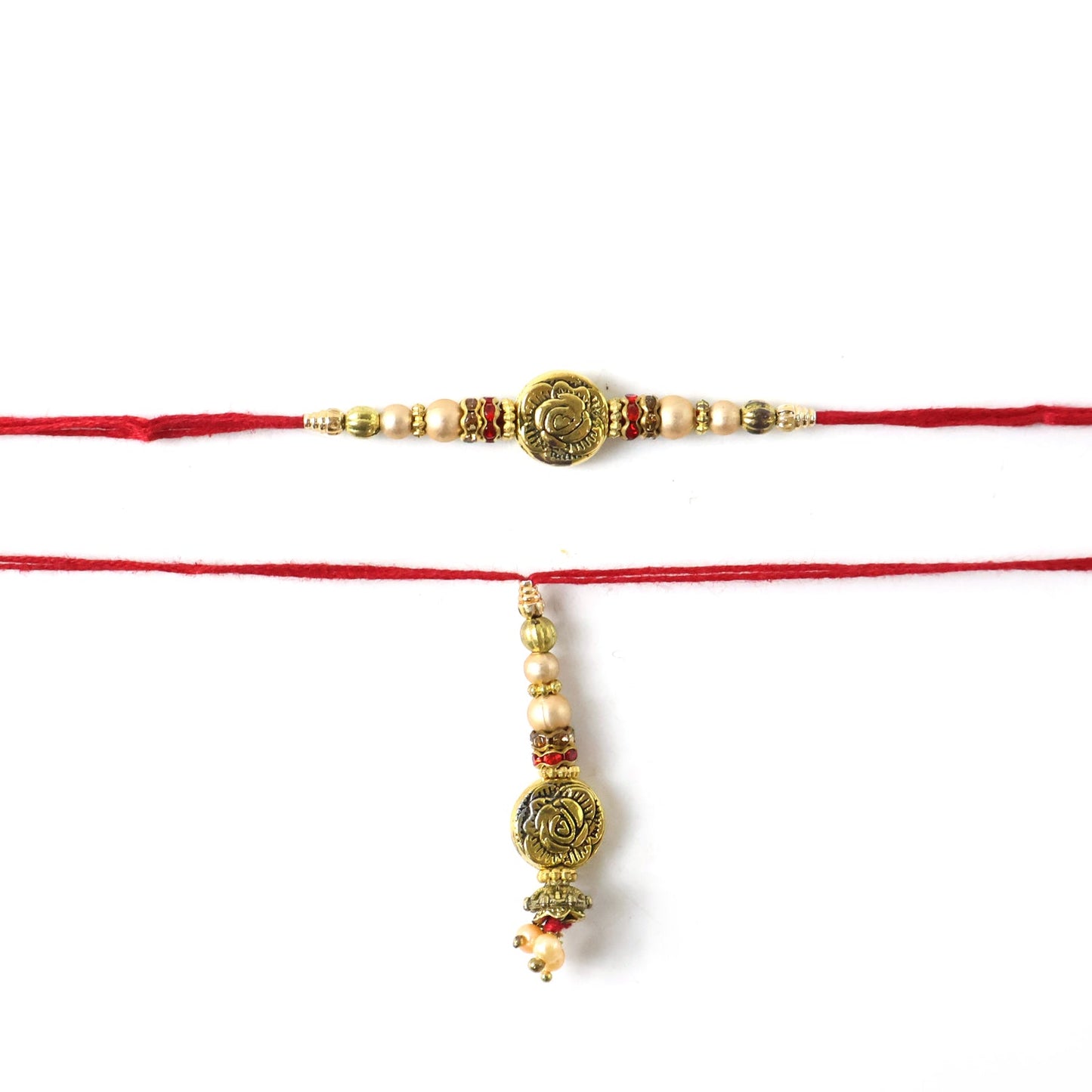 Detail of pearl drop on Antique Round Bhabhi Rakhi