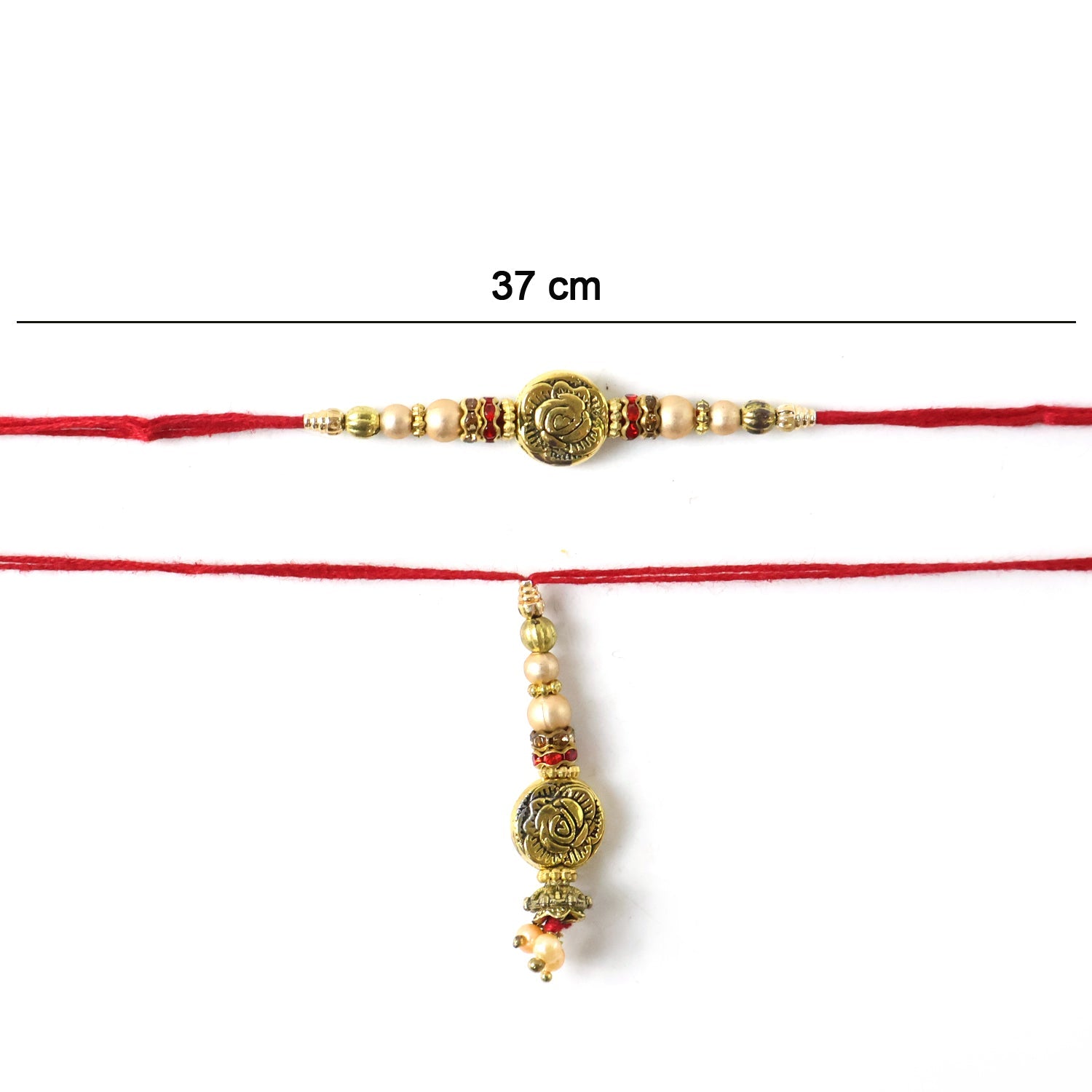 Backside of Antique Round Bhabhi Rakhi with pearl drop