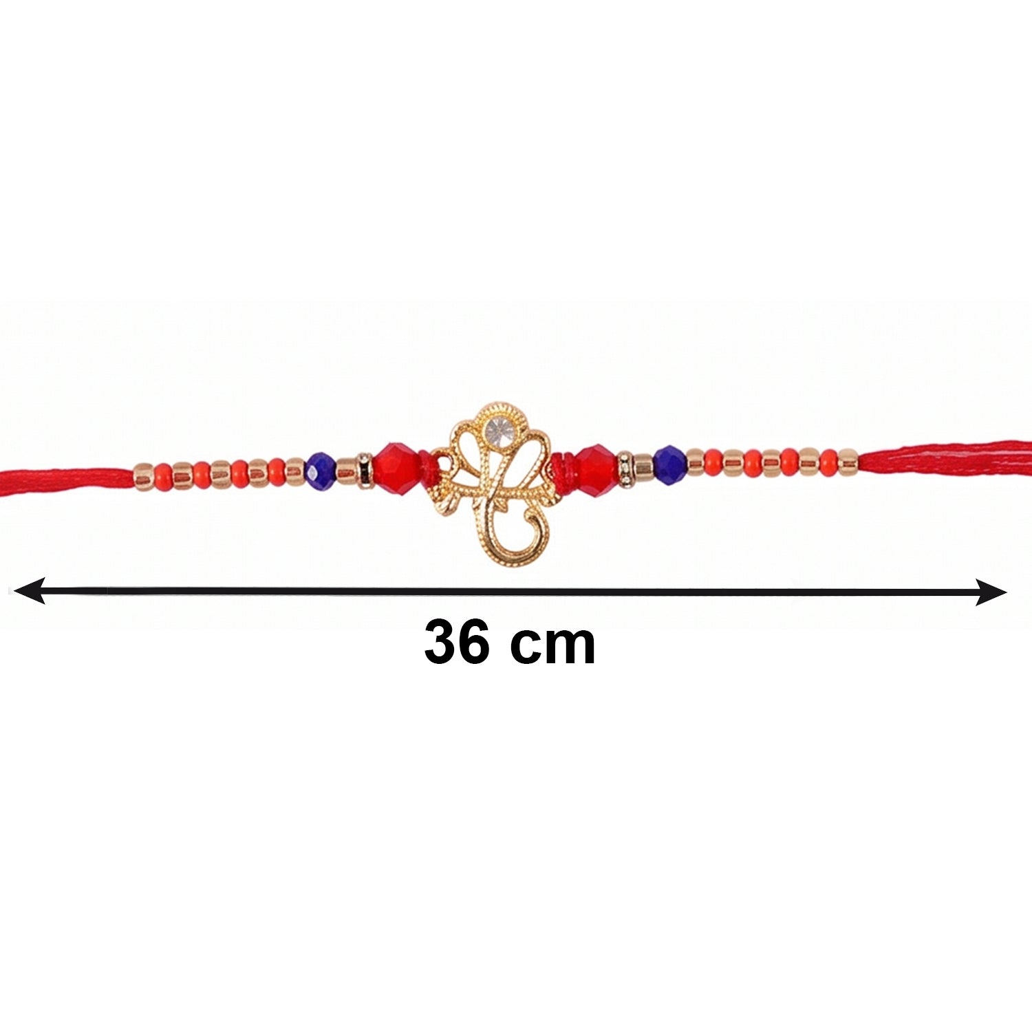 Side view of Om Charm Bhabhi Rakhi showing charm detail