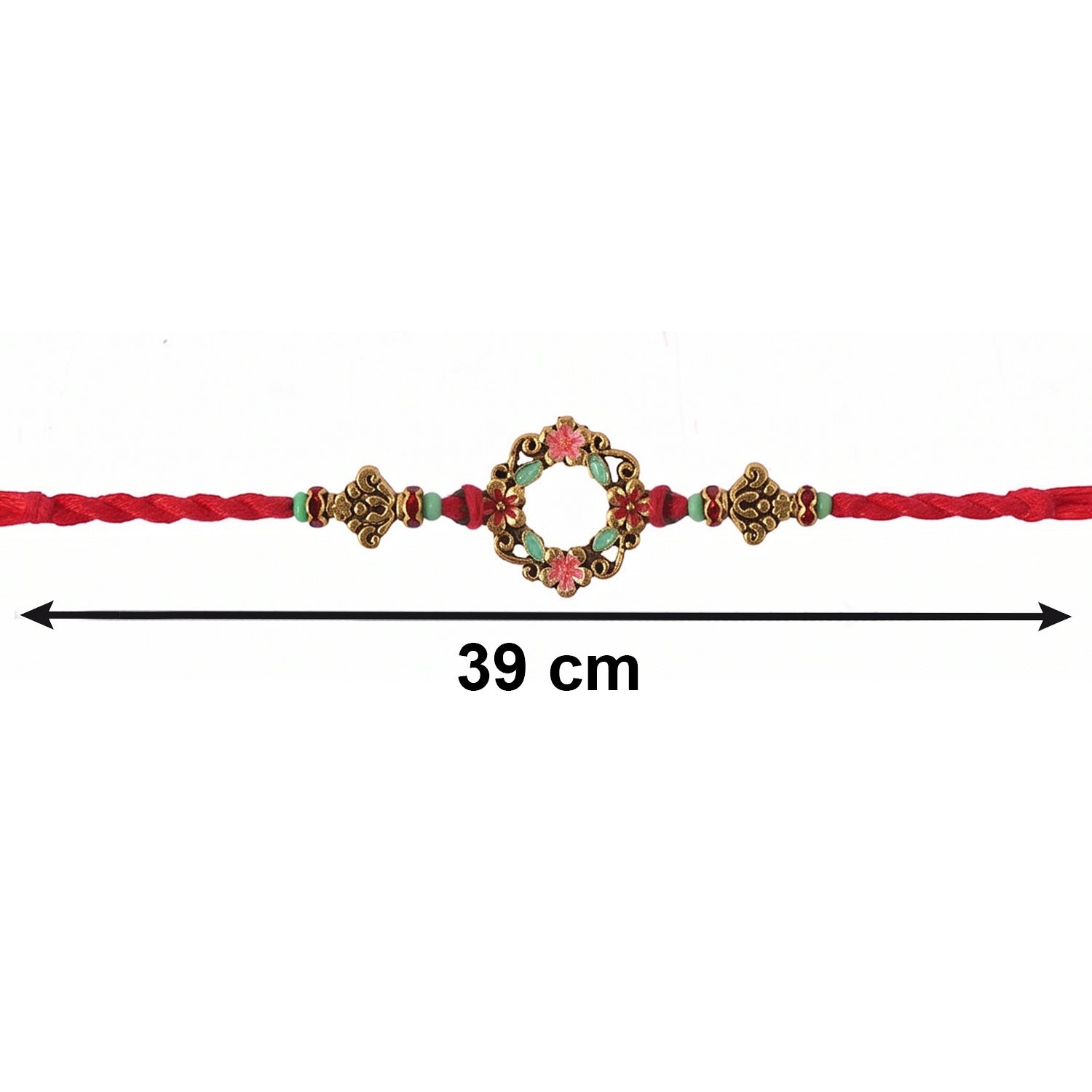 Close-up of pearl and floral stone details on Bhabhi Rakhi