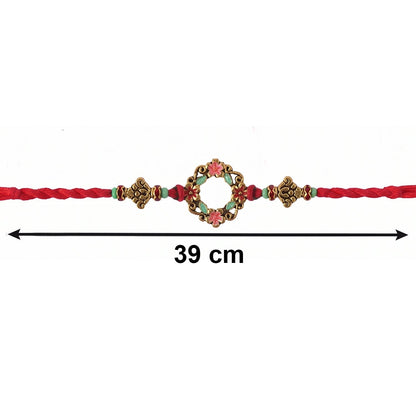 Close-up of pearl and floral stone details on Bhabhi Rakhi