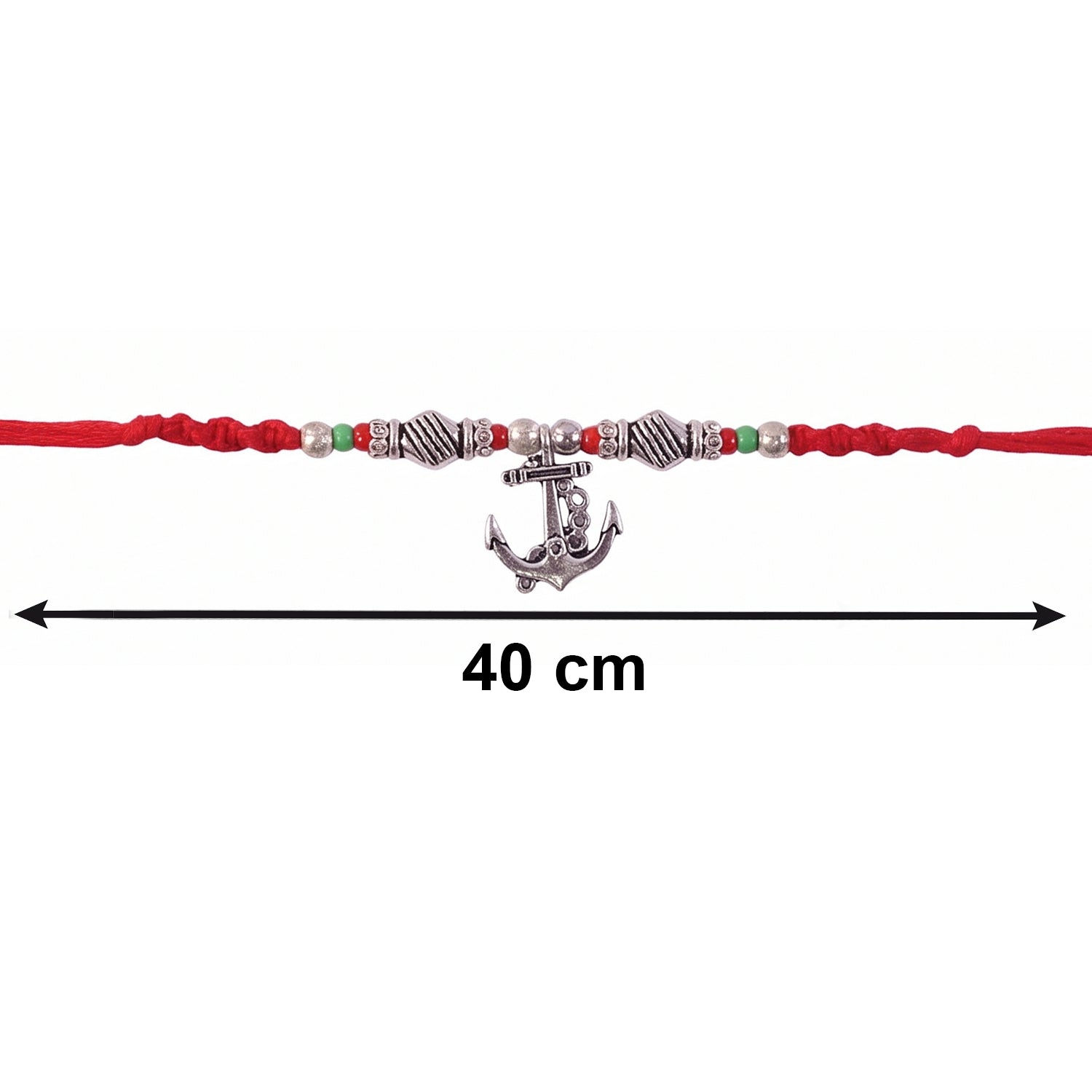 Bhaiya Bhabhi Rakhi Pair detailed shot of thread and silver tone charms