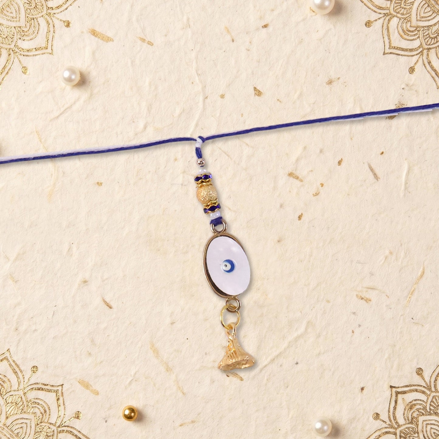 Evil Eye Bhabhi Rakhi full length with white beads