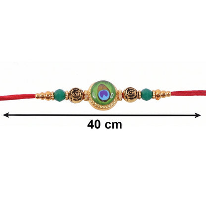 Elegant Evil Eye Peacock Bhabhi Rakhi thread detail
