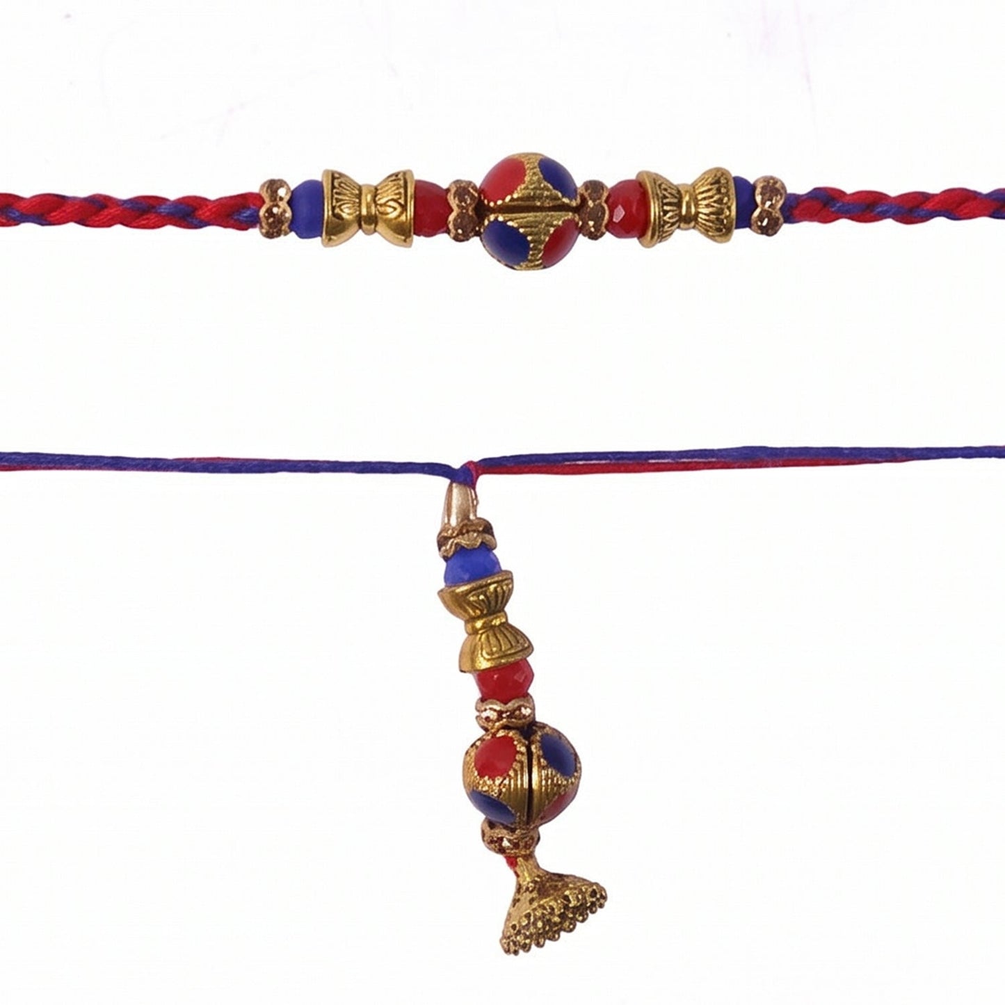 Side detail of multicolor beads on Bhabhi Rakhi
