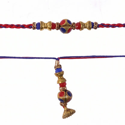 Side detail of multicolor beads on Bhabhi Rakhi