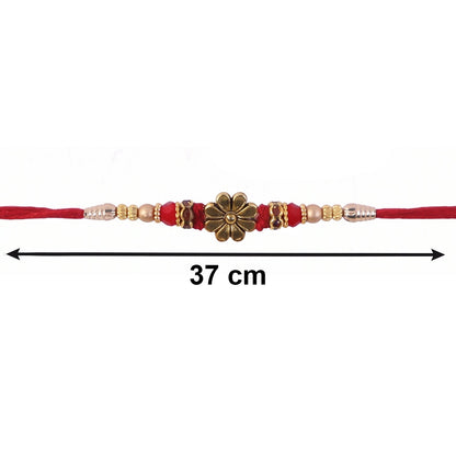 Elegant drop detail on Floral Pearl Bhabhi Rakhi