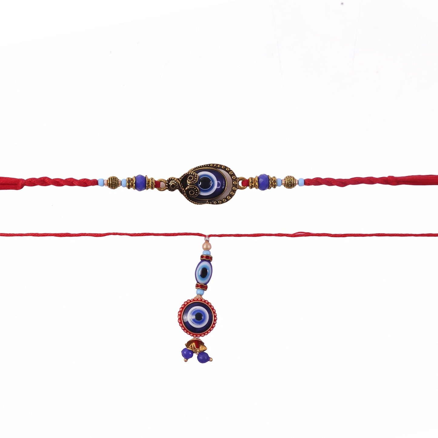 Detailed shot of Evil Eye symbol on Bhabhi Rakhi