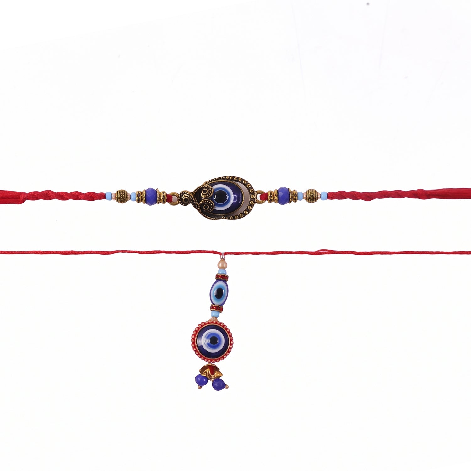 Detailed shot of Evil Eye symbol on Bhabhi Rakhi