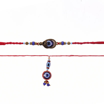 Detailed shot of Evil Eye symbol on Bhabhi Rakhi