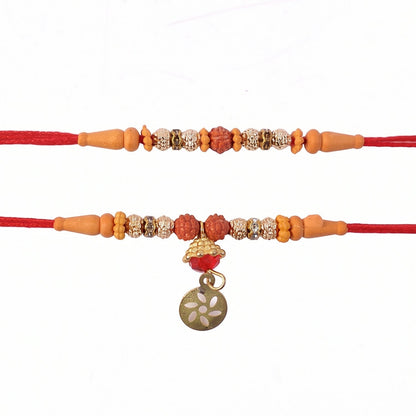 Rudraksha Bhabhi Rakhi displaying full thread design