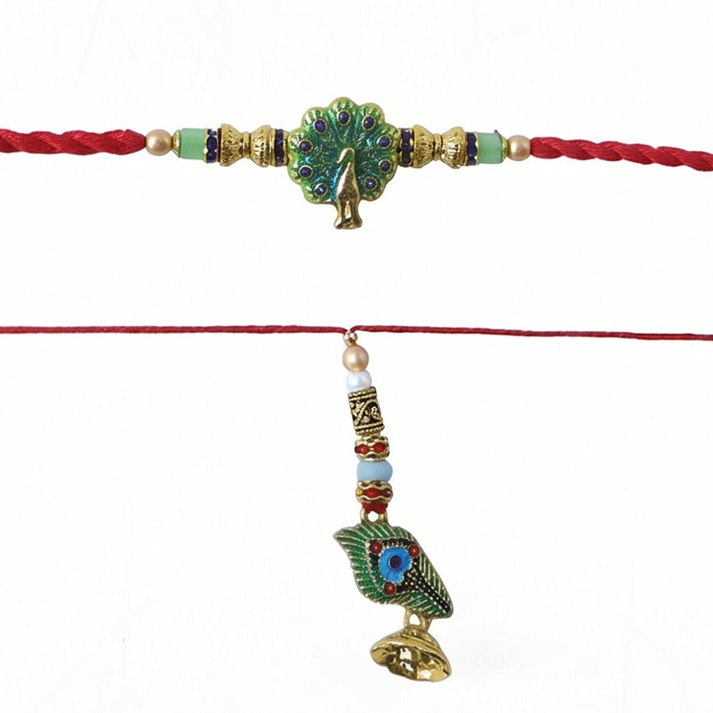 Full length Peacock Bhabhi Rakhi with vibrant colors