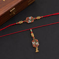 Premium Meenakari Pot Bhabhi Lumba Rakhi – Elegant Gold Latkan for Rakshabandhan