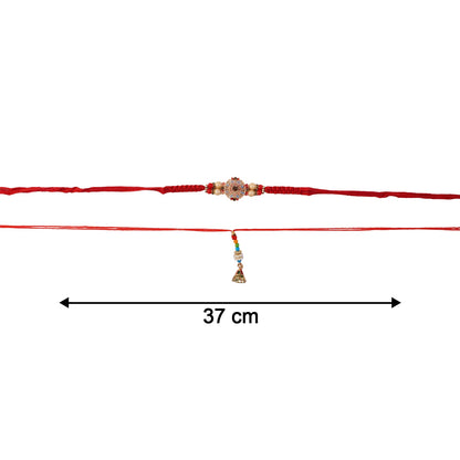 Sunflower Stone Bhabhi Rakhi wrapped with bead latkan