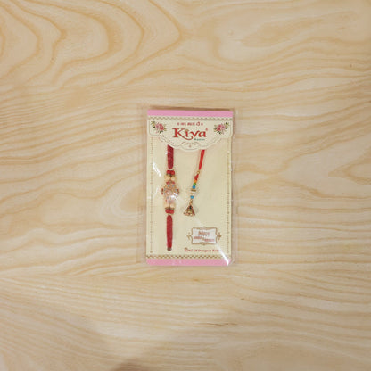 Full view of Sunflower Stone Bhabhi Rakhi with beads and threads