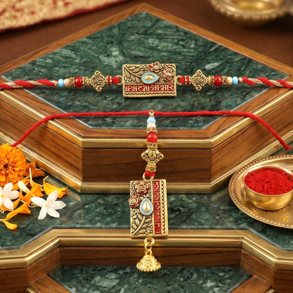 Close-up of Peacock Design on Bhabhi Rakhi