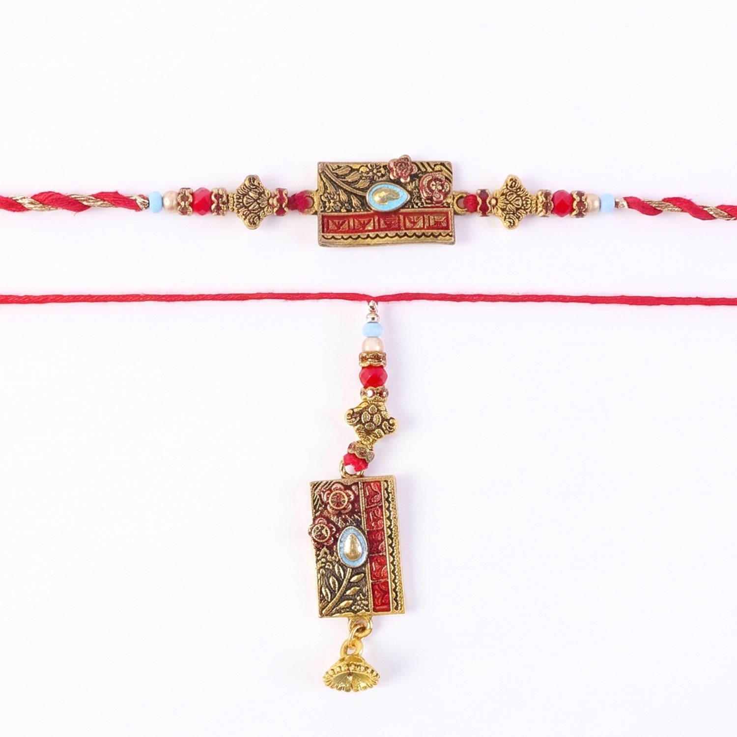 Traditional Rakhi Gift for Bhabhi with Floral and Peacock Design