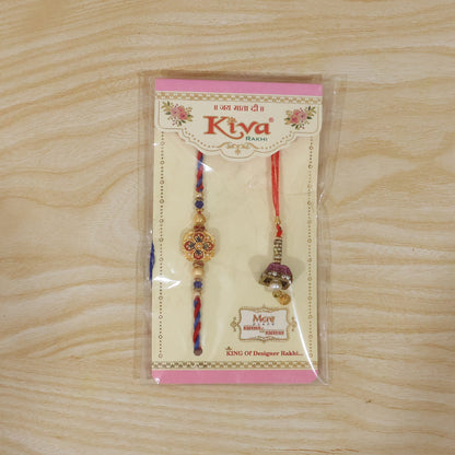 Elegant floral rakhi featuring peacock latkan and pearls