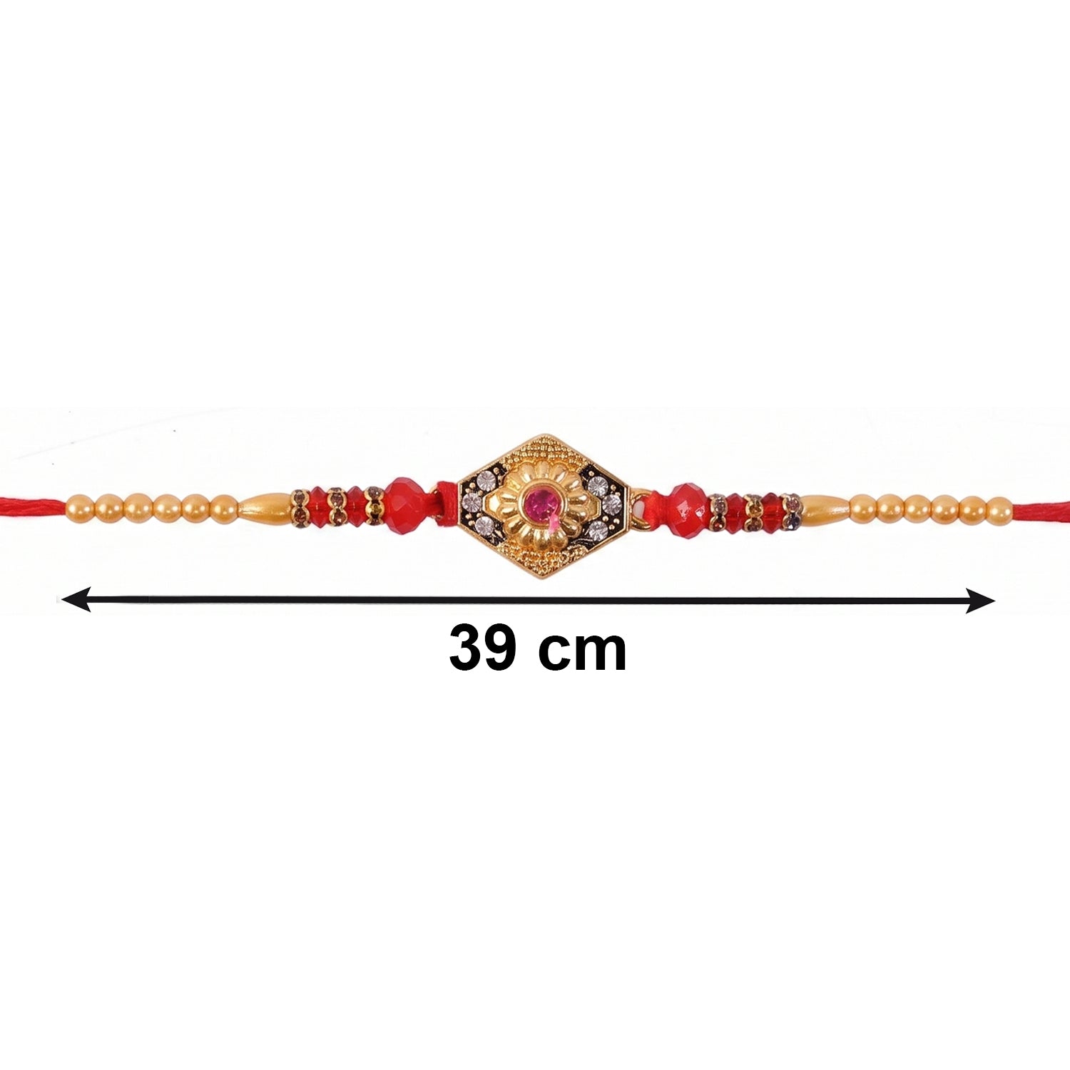 Hexagon Stone Designer Rakhi with pearl bead details