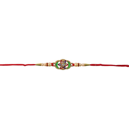 Colorful Floral Design Rakhi with Pearl Beads (1 Pc)