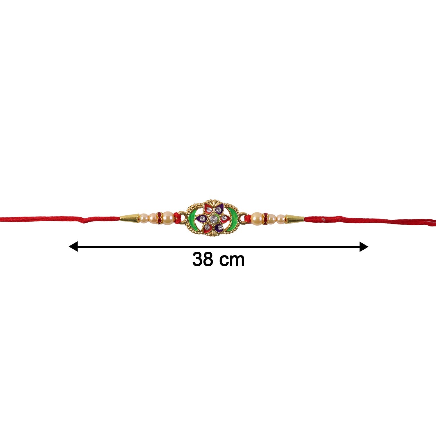 Colorful Floral Design Rakhi with Pearl Beads (1 Pc)
