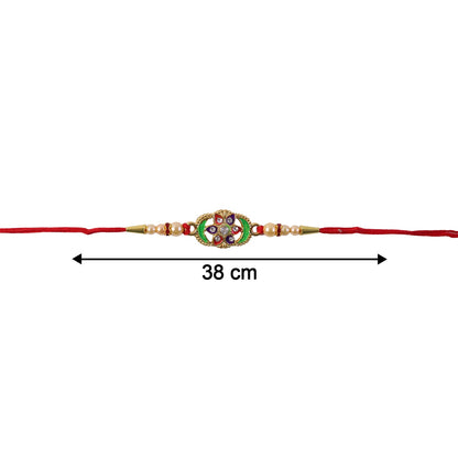 Colorful Floral Design Rakhi with Pearl Beads (1 Pc)