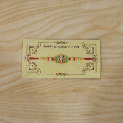 Colorful Floral Design Rakhi with Pearl Beads (1 Pc)