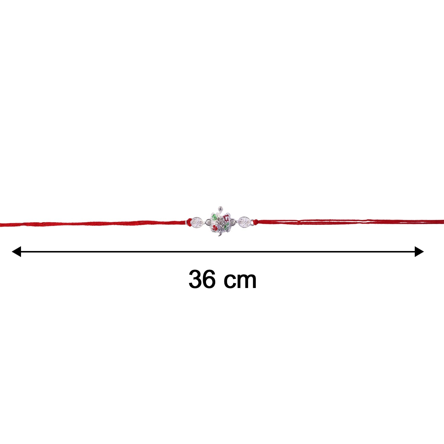 Silver floral rakhi with colorful beads on soft thread