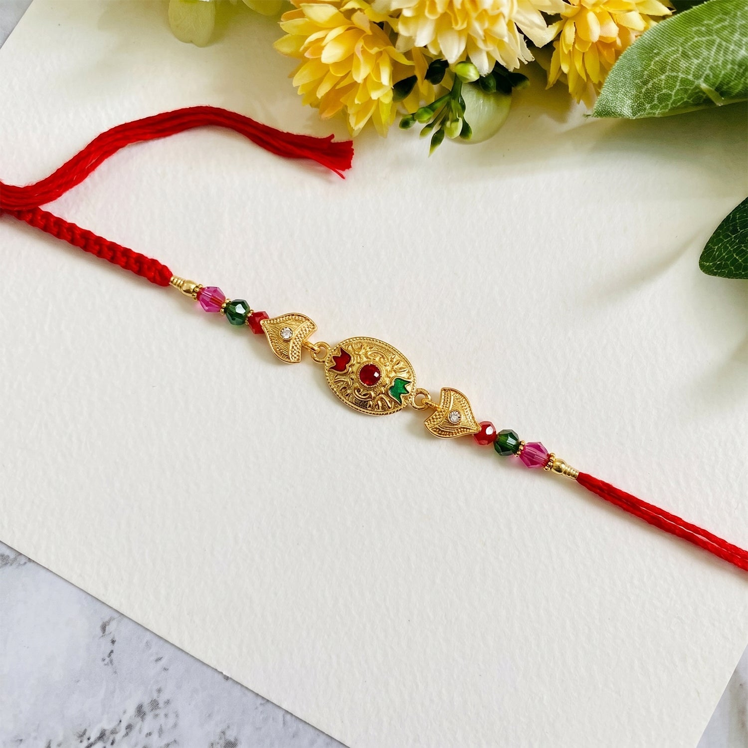 Colorful decorative bead Rakhi for Raksha Bandhan