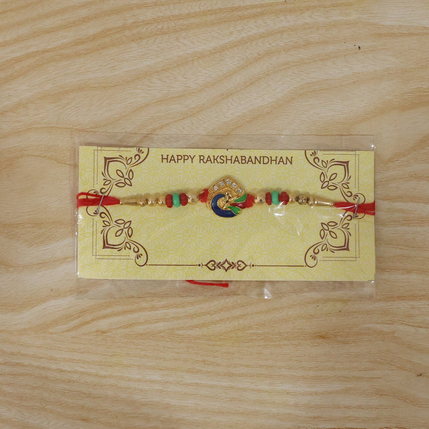 Colorful Peacock Design Rakhi with Beads (1 Pc)