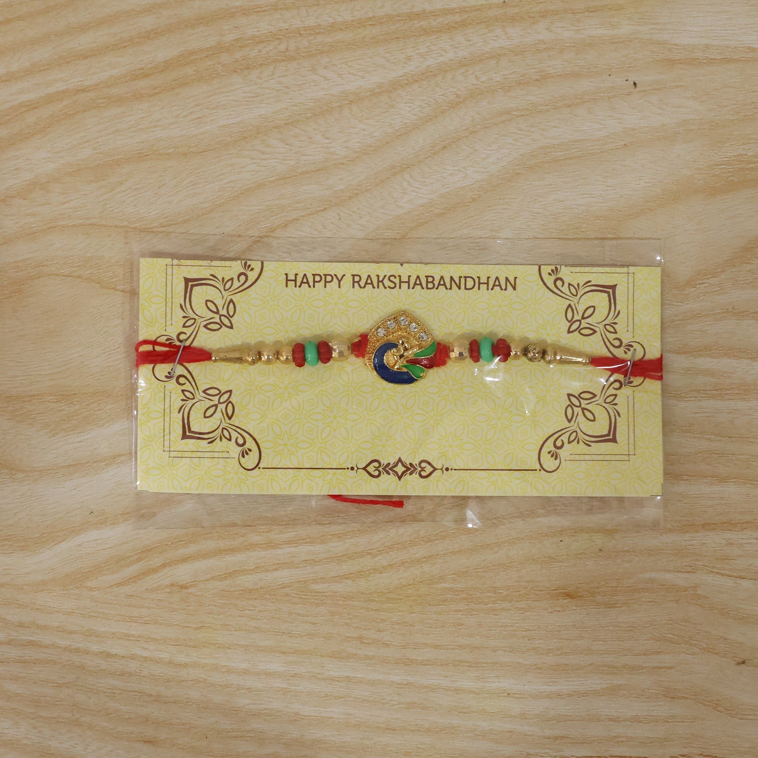 Colorful Peacock Design Rakhi with Beads (1 Pc)