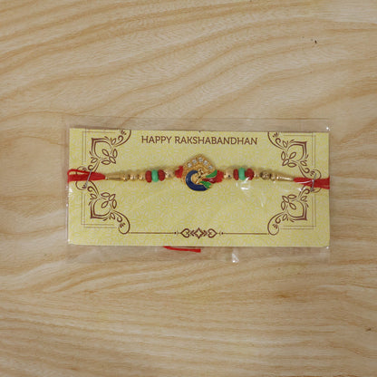 Colorful Peacock Design Rakhi with Beads (1 Pc)