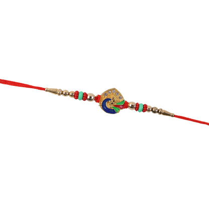 Colorful Peacock Design Rakhi with Beads (1 Pc)
