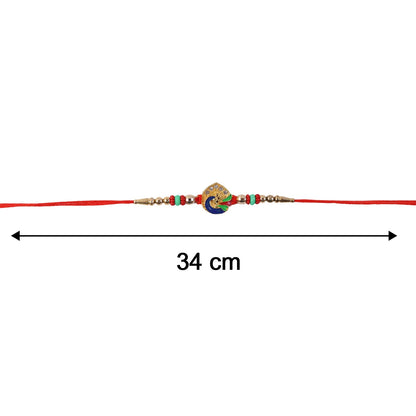 Colorful Peacock Design Rakhi with Beads (1 Pc)