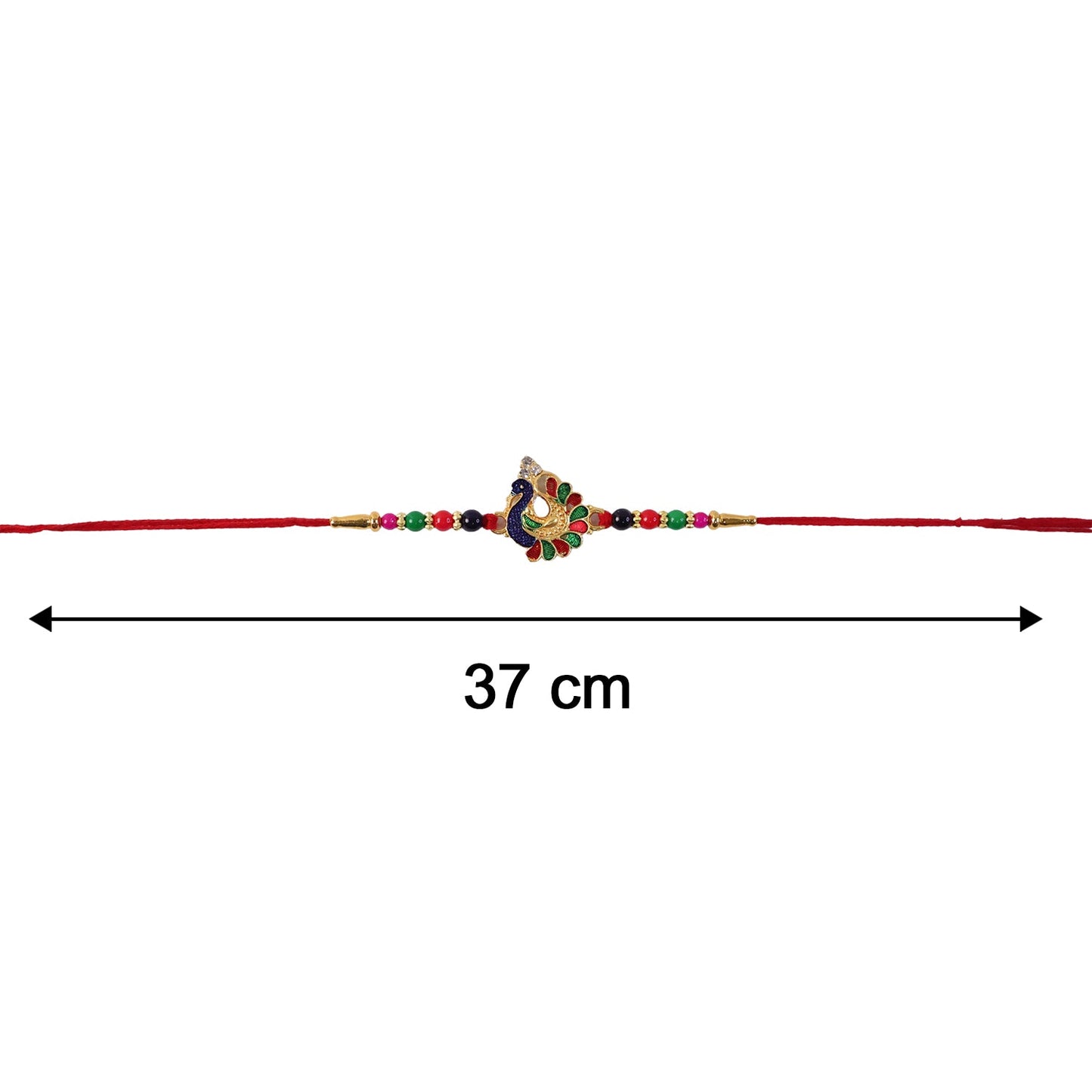 Designer Peacock Rakhi with Multicolor Beads (1 Pc)