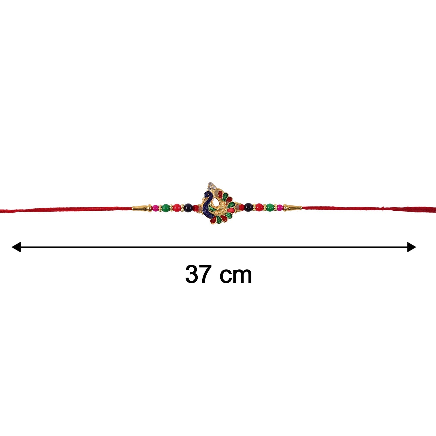 Designer Peacock Rakhi with Multicolor Beads (1 Pc)