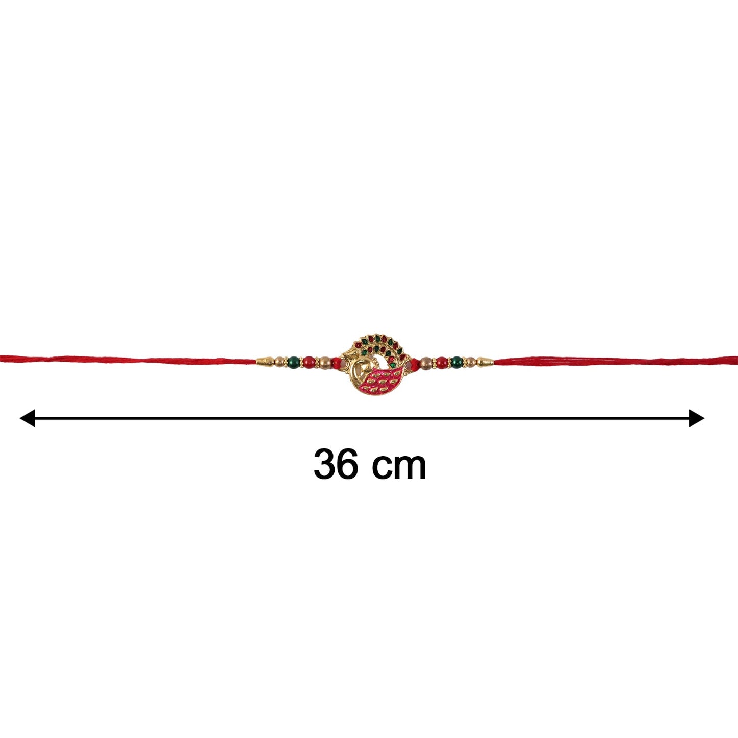 Pink Peacock Design Rakhi with Decorative Beads (1 Pc)