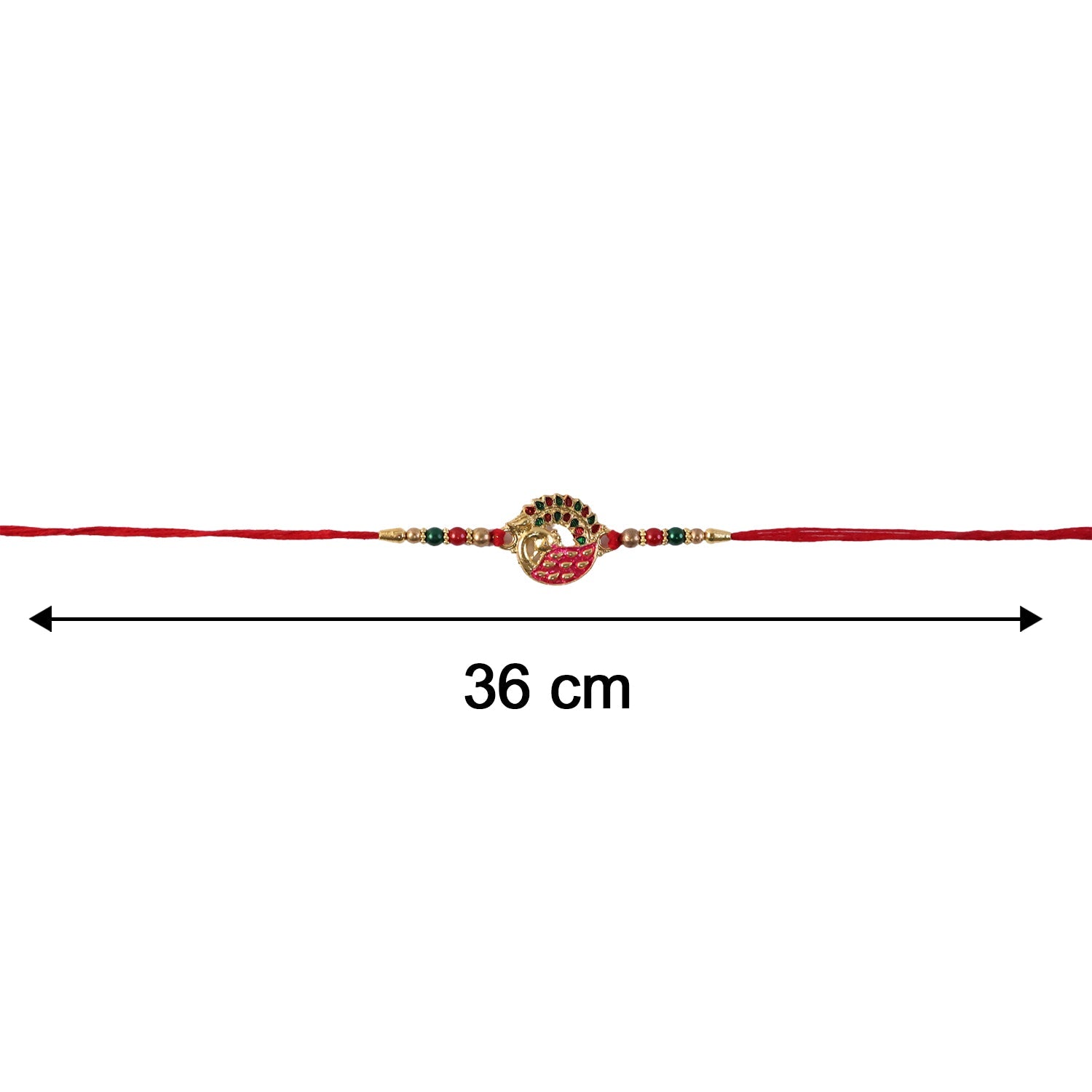 Pink Peacock Design Rakhi with Decorative Beads (1 Pc)