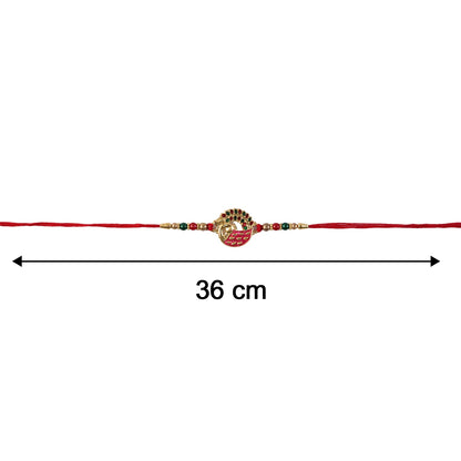 Pink Peacock Design Rakhi with Decorative Beads (1 Pc)
