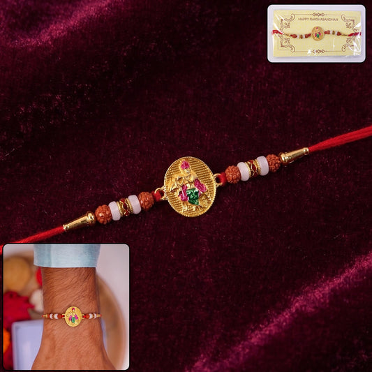 Lord Krishna Design Rakhi with Rudraksha Beads (1 Pc)