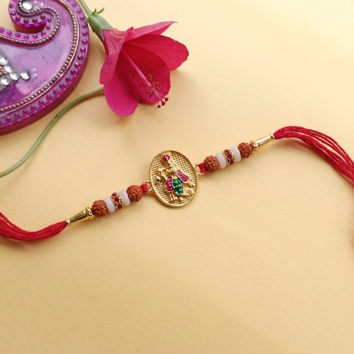 Lord Krishna rakhi with soft thread detail