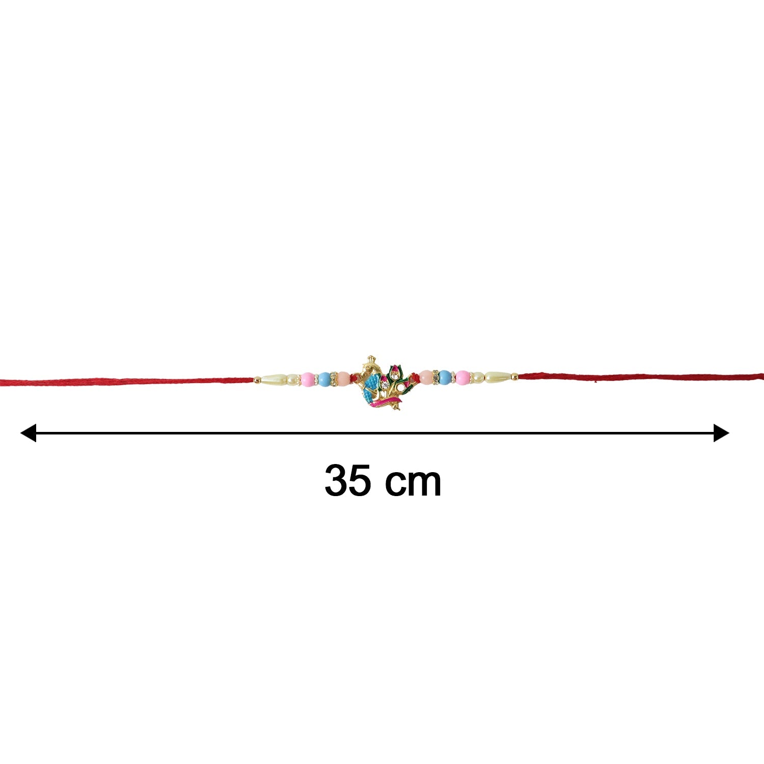Designer Peacock Rakhi with Pastel Beads (1 Pc)
