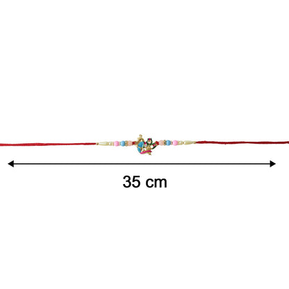 Designer Peacock Rakhi with Pastel Beads (1 Pc)