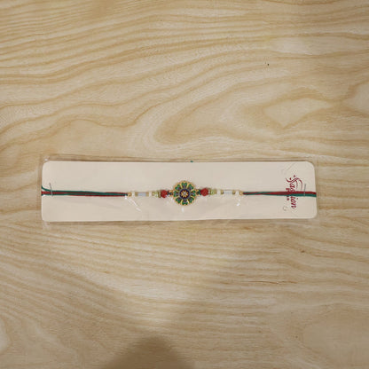 Floral Round Design Rakhi with Colorful Beads (1 Pc)