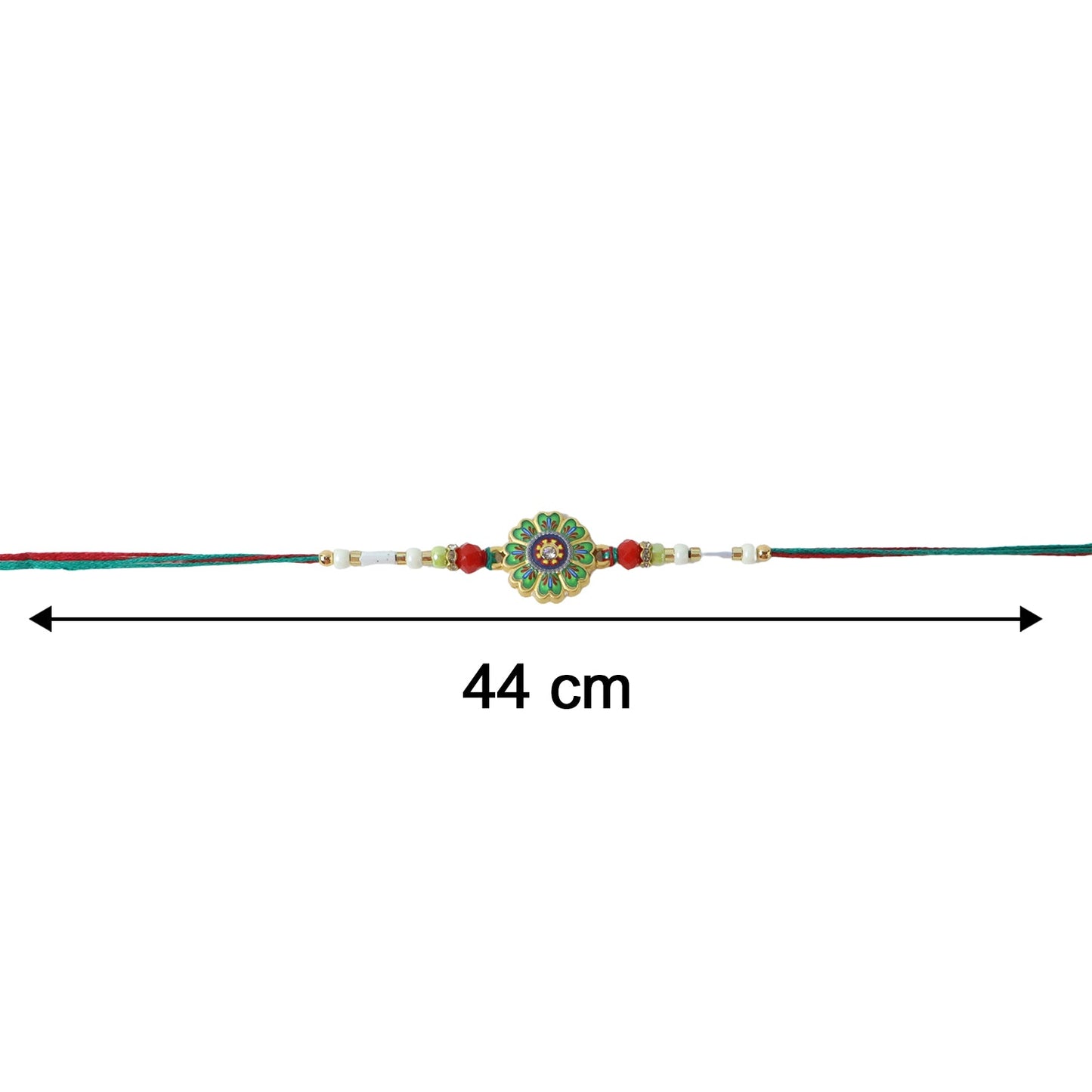 Floral Round Design Rakhi with Colorful Beads (1 Pc)